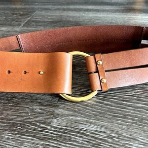 EUC Banana Republic Leather Wide Corset D-Ring Belt Cognac Brown S Vintage Y2K